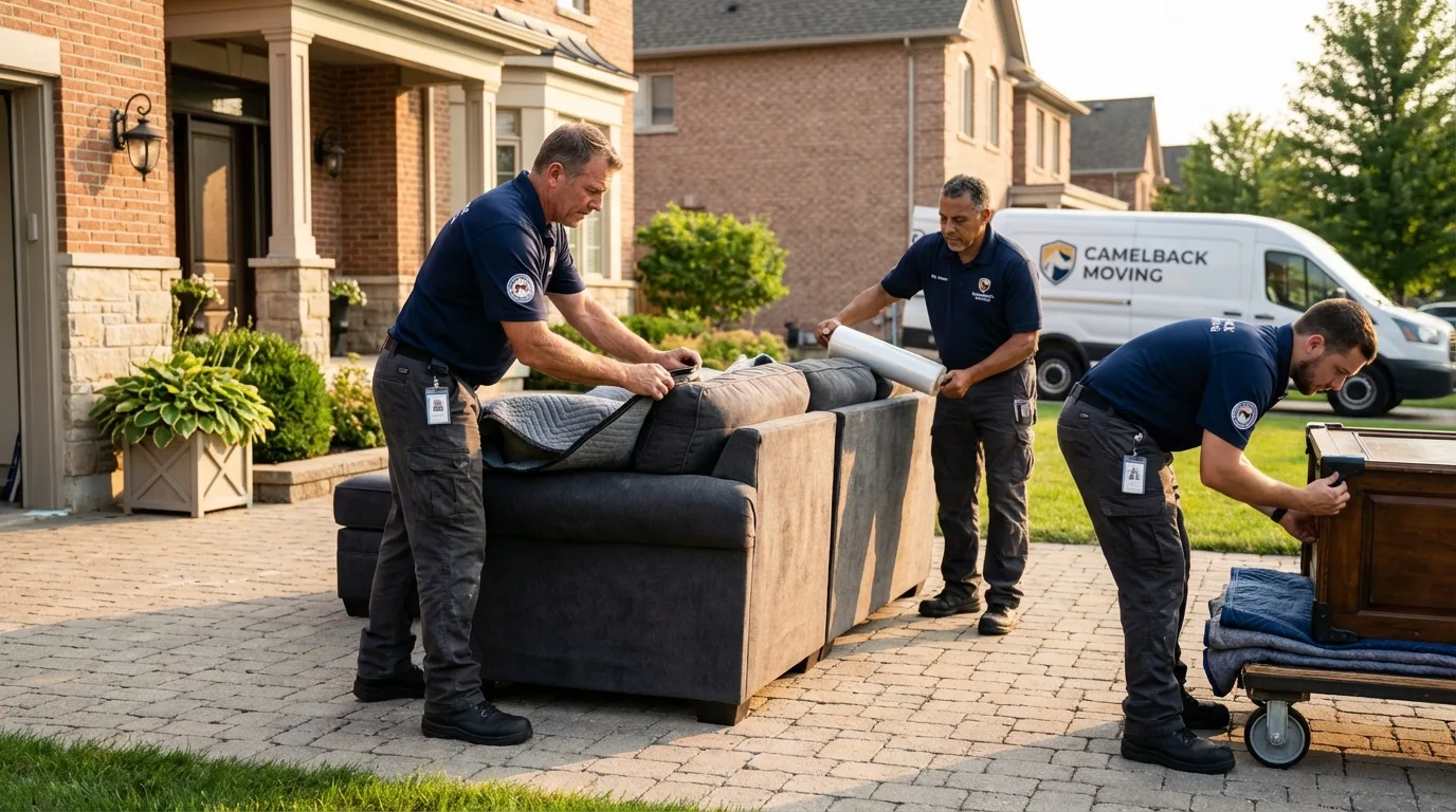 Large estate moving crew wrapping furniture in Ballston Spa, NY