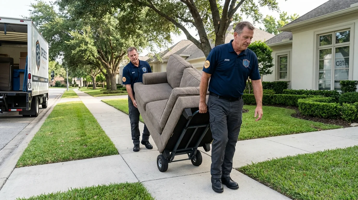 Local residential moving crew loading furniture in Ballston Spa, NY